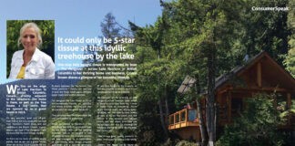 It could only be 5-star tissue at this idyllic treehouse by the lake