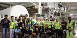 2,222m/min – FHH announces world speed record The Abu Dhabi-based mill team and the record-breaking Valmet-supplied DCT tissue machine