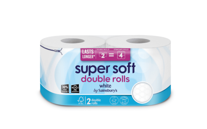 Price drop: by Sainsbury’s Super Soft White Toilet Tissue Double Rolls 2 equals 4
